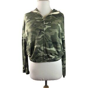 Monrow Revolve Green Camouflage Zip Hoodie XS NWT $168 ⭐️